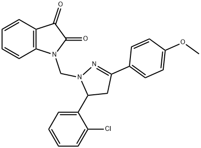 1-((5-(2-chlorophenyl)-3-(4-methoxyphenyl)-4,5-dihydro-1H-pyrazol-1-yl)methyl)indoline-2,3-dione,361473-83-8,结构式
