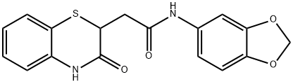 N-(benzo[d][1,3]dioxol-5-yl)-2-(3-oxo-3,4-dihydro-2H-benzo[b][1,4]thiazin-2-yl)acetamide Struktur