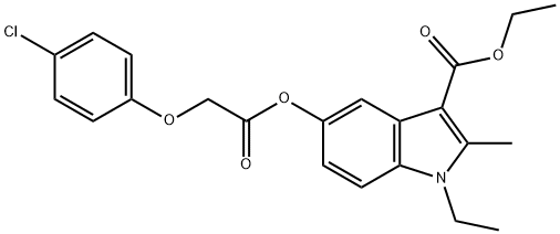 ethyl 5-(2-(4-chlorophenoxy)acetoxy)-1-ethyl-2-methyl-1H-indole-3-carboxylate Struktur