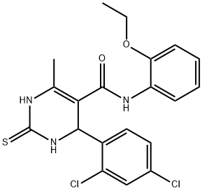 4-(2,4-dichlorophenyl)-N-(2-ethoxyphenyl)-6-methyl-2-thioxo-1,2,3,4-tetrahydropyrimidine-5-carboxamide Struktur