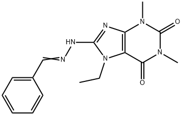 (E)-8-(2-benzylidenehydrazinyl)-7-ethyl-1,3-dimethyl-3,7-dihydro-1H-purine-2,6-dione,374920-67-9,结构式