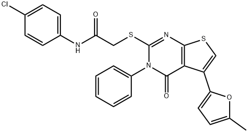 N-(4-chlorophenyl)-2-((5-(5-methylfuran-2-yl)-4-oxo-3-phenyl-3,4-dihydrothieno[2,3-d]pyrimidin-2-yl)thio)acetamide Structure