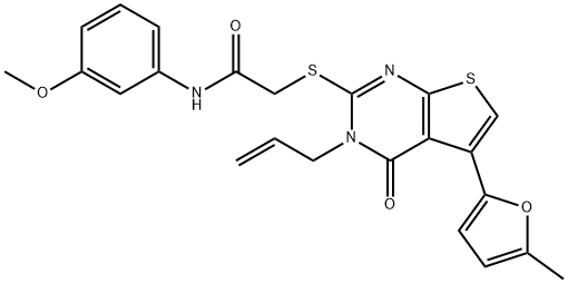 2-((3-allyl-5-(5-methylfuran-2-yl)-4-oxo-3,4-dihydrothieno[2,3-d]pyrimidin-2-yl)thio)-N-(3-methoxyphenyl)acetamide Structure