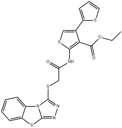 ethyl 5-(2-(benzo[4,5]thiazolo[2,3-c][1,2,4]triazol-3-ylthio)acetamido)-[2,3-bithiophene]-4-carboxylate Structure