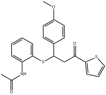N-(2-((1-(4-methoxyphenyl)-3-oxo-3-(thiophen-2-yl)propyl)thio)phenyl)acetamide Struktur