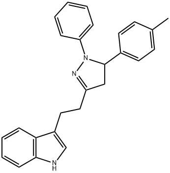 3-(2-(1-phenyl-5-(p-tolyl)-4,5-dihydro-1H-pyrazol-3-yl)ethyl)-1H-indole 结构式