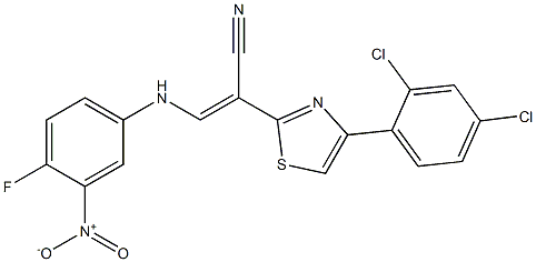 (E)-2-(4-(2,4-dichlorophenyl)thiazol-2-yl)-3-((4-fluoro-3-nitrophenyl)amino)acrylonitrile Structure