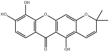 2H,6H-Pyrano(3,2-b)xanthen-6-one, 5,9,10-trihydroxy-2,2-dimethyl- Structure