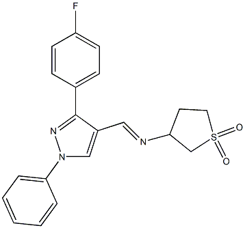 (E)-3-(((3-(4-fluorophenyl)-1-phenyl-1H-pyrazol-4-yl)methylene)amino)tetrahydrothiophene 1,1-dioxide,384802-91-9,结构式