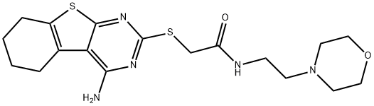 2-((4-amino-5,6,7,8-tetrahydrobenzo[4,5]thieno[2,3-d]pyrimidin-2-yl)thio)-N-(2-morpholinoethyl)acetamide,385393-70-4,结构式