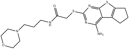 2-((4-amino-6,7-dihydro-5H-cyclopenta[4,5]thieno[2,3-d]pyrimidin-2-yl)thio)-N-(3-morpholinopropyl)acetamide,385420-68-8,结构式