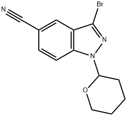 3-bromo-1-(tetrahydro-2H-pyran-2-yl)-1H-indazole-5-carbonitrile, 395101-69-6, 结构式