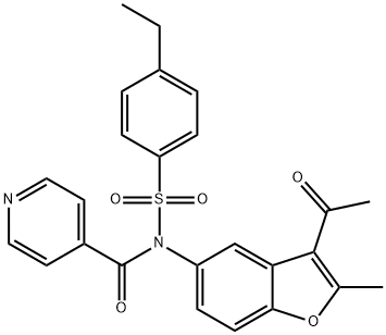 N-(3-acetyl-2-methylbenzofuran-5-yl)-N-((4-ethylphenyl)sulfonyl)isonicotinamide Structure