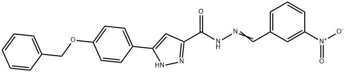 (E)-3-(4-(benzyloxy)phenyl)-N-(3-nitrobenzylidene)-1H-pyrazole-5-carbohydrazide Struktur