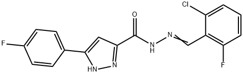 (Z)-N-(2-chloro-6-fluorobenzylidene)-3-(4-fluorophenyl)-1H-pyrazole-5-carbohydrazide,403649-59-2,结构式