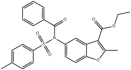 ethyl 2-methyl-5-(N-tosylbenzamido)benzofuran-3-carboxylate Struktur