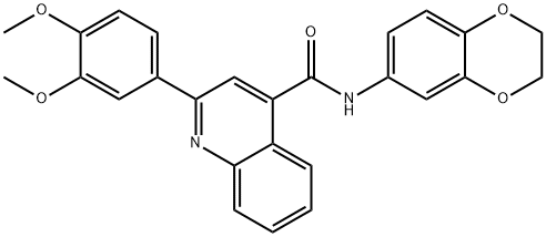 N-(2,3-dihydro-1,4-benzodioxin-6-yl)-2-(3,4-dimethoxyphenyl)quinoline-4-carboxamide Struktur