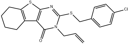 3-allyl-2-((4-chlorobenzyl)thio)-5,6,7,8-tetrahydrobenzo[4,5]thieno[2,3-d]pyrimidin-4(3H)-one Struktur