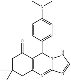9-(4-(dimethylamino)phenyl)-6,6-dimethyl-5,6,7,9-tetrahydro-[1,2,4]triazolo[5,1-b]quinazolin-8(4H)-one Struktur
