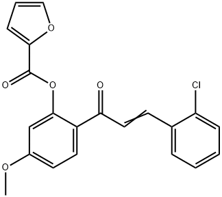 (E)-2-(3-(2-chlorophenyl)acryloyl)-5-methoxyphenyl furan-2-carboxylate Struktur