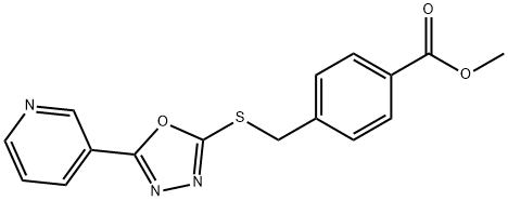 methyl 4-(((5-(pyridin-3-yl)-1,3,4-oxadiazol-2-yl)thio)methyl)benzoate Struktur