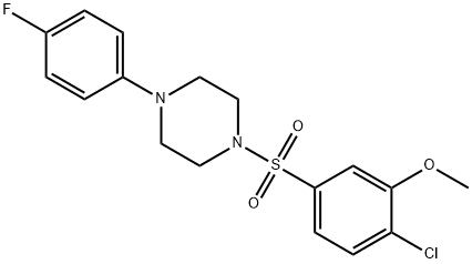 1-((4-chloro-3-methoxyphenyl)sulfonyl)-4-(4-fluorophenyl)piperazine Struktur
