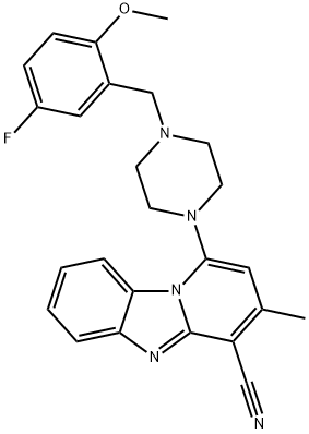 1-(4-(5-fluoro-2-methoxybenzyl)piperazin-1-yl)-3-methylbenzo[4,5]imidazo[1,2-a]pyridine-4-carbonitrile Structure