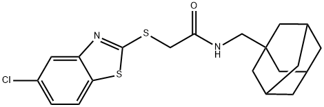 2-[(5-chloro-1,3-benzothiazol-2-yl)sulfanyl]-N-(tricyclo[3.3.1.1~3,7~]dec-1-ylmethyl)acetamide,442648-61-5,结构式