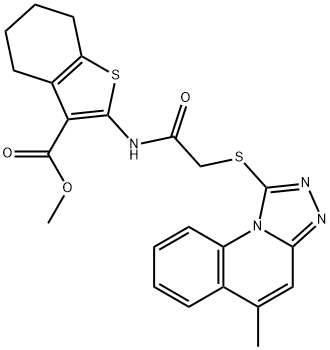 methyl 2-(2-((5-methyl-[1,2,4]triazolo[4,3-a]quinolin-1-yl)thio)acetamido)-4,5,6,7-tetrahydrobenzo[b]thiophene-3-carboxylate Structure