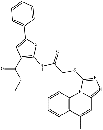 methyl 2-(2-((5-methyl-[1,2,4]triazolo[4,3-a]quinolin-1-yl)thio)acetamido)-5-phenylthiophene-3-carboxylate Structure