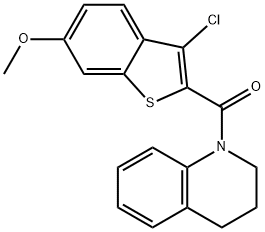 1-[(3-chloro-6-methoxy-1-benzothien-2-yl)carbonyl]-1,2,3,4-tetrahydroquinoline 结构式