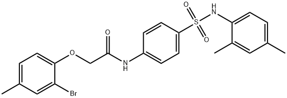 2-(2-bromo-4-methylphenoxy)-N-(4-{[(2,4-dimethylphenyl)amino]sulfonyl}phenyl)acetamide 结构式