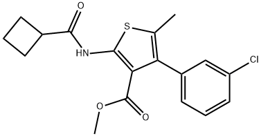 methyl 4-(3-chlorophenyl)-2-(cyclobutanecarbonylamino)-5-methylthiophene-3-carboxylate Struktur