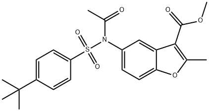 methyl 5-(N-((4-(tert-butyl)phenyl)sulfonyl)acetamido)-2-methylbenzofuran-3-carboxylate Structure
