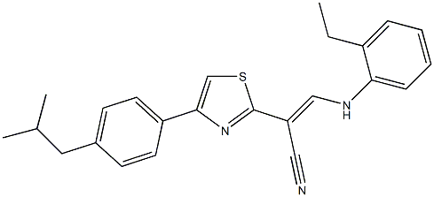 (E)-3-((2-ethylphenyl)amino)-2-(4-(4-isobutylphenyl)thiazol-2-yl)acrylonitrile Structure