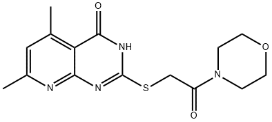 2-((4-hydroxy-5,7-dimethylpyrido[2,3-d]pyrimidin-2-yl)thio)-1-morpholinoethan-1-one Struktur