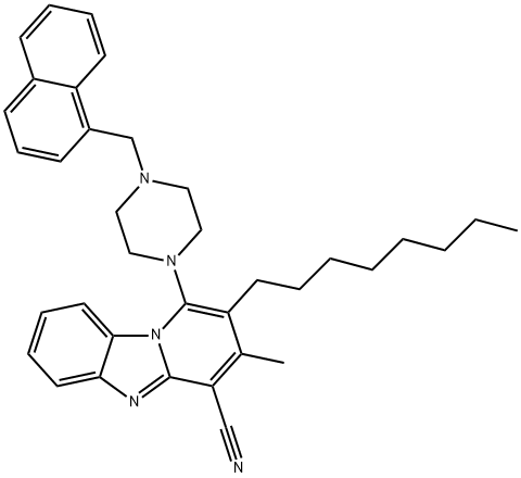 3-methyl-1-(4-(naphthalen-1-ylmethyl)piperazin-1-yl)-2-octylbenzo[4,5]imidazo[1,2-a]pyridine-4-carbonitrile Struktur