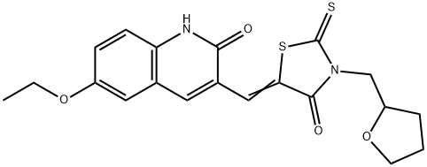 (Z)-5-((6-ethoxy-2-oxo-1,2-dihydroquinolin-3-yl)methylene)-3-((tetrahydrofuran-2-yl)methyl)-2-thioxothiazolidin-4-one Structure