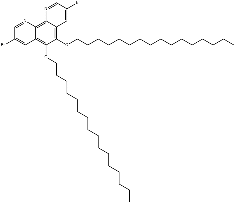 3,8-ジブロモ-5,6-ビス(ヘキサデシルオキシ)-1,10-フェナントロリン 化学構造式