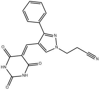 475626-30-3 3-(3-phenyl-4-((2,4,6-trioxotetrahydropyrimidin-5(2H)-ylidene)methyl)-1H-pyrazol-1-yl)propanenitrile