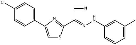 (E)-4-(4-chlorophenyl)-N-(m-tolyl)thiazole-2-carbohydrazonoyl cyanide Structure