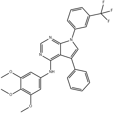 5-phenyl-7-(3-(trifluoromethyl)phenyl)-N-(3,4,5-trimethoxyphenyl)-7H-pyrrolo[2,3-d]pyrimidin-4-amine Structure