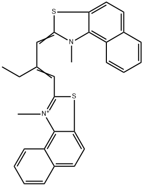 1-methyl-2-{(1Z)-2-[(Z)-(1-methylnaphtho[1,2-d][1,3]thiazol-2(1H)-ylidene)methyl]but-1-en-1-yl}naphtho[1,2-d][1,3]thiazol-1-ium Struktur