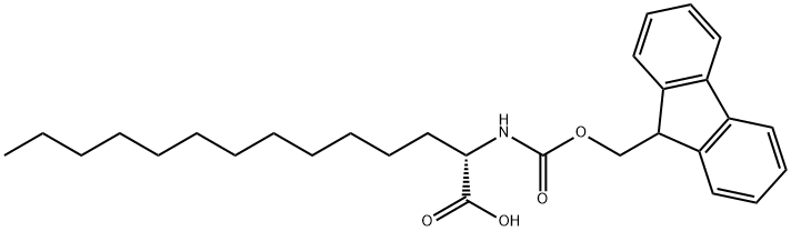 (2S)-2-(9H-フルオレン-9-イルメトキシカルボニルアミノ)テトラデカン酸 化学構造式