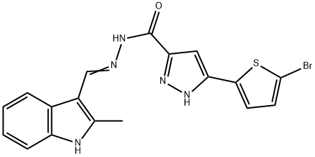 (E)-3-(5-bromothiophen-2-yl)-N-((2-methyl-1H-indol-3-yl)methylene)-1H-pyrazole-5-carbohydrazide|