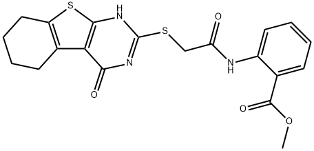 methyl 2-(2-((4-oxo-3,4,5,6,7,8-hexahydrobenzo[4,5]thieno[2,3-d]pyrimidin-2-yl)thio)acetamido)benzoate Struktur