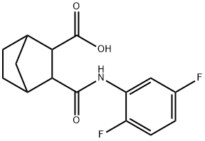 2-[(2,5-difluorophenyl)carbamoyl]bicyclo[2.2.1]heptane-3-carboxylic acid Struktur