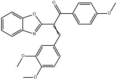(Z)-2-(benzo[d]oxazol-2-yl)-3-(3,4-dimethoxyphenyl)-1-(4-methoxyphenyl)prop-2-en-1-one Struktur