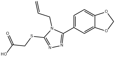 2-((4-allyl-5-(benzo[d][1,3]dioxol-5-yl)-4H-1,2,4-triazol-3-yl)thio)acetic acid Struktur