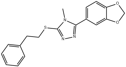 3-(benzo[d][1,3]dioxol-5-yl)-4-methyl-5-(phenethylthio)-4H-1,2,4-triazole Struktur